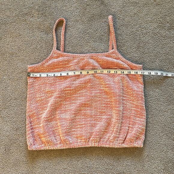 Loft Cropped Sweater Camisole Tank Top Size S Orange White Elastic Hem Beach - Picture 6 of 7